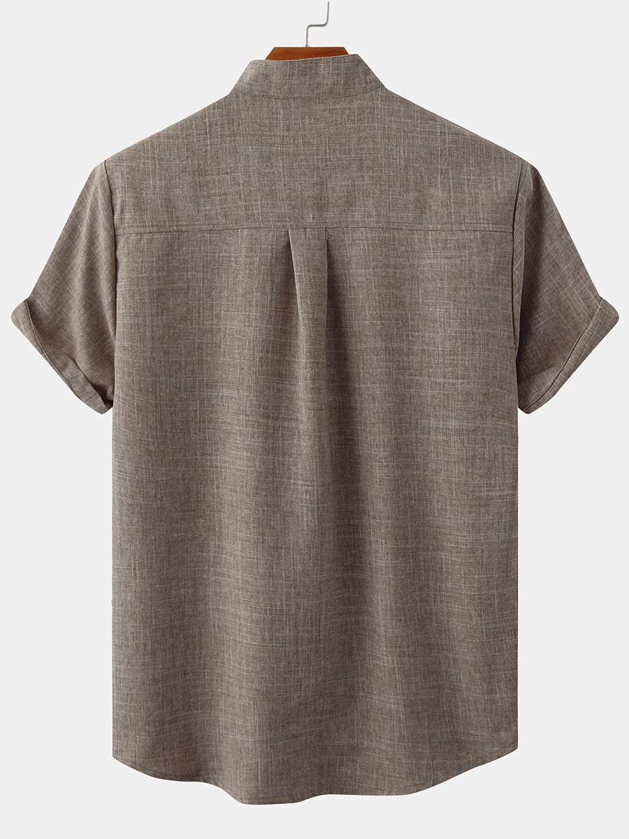 Men's  Solid cotton short sleeve shirt