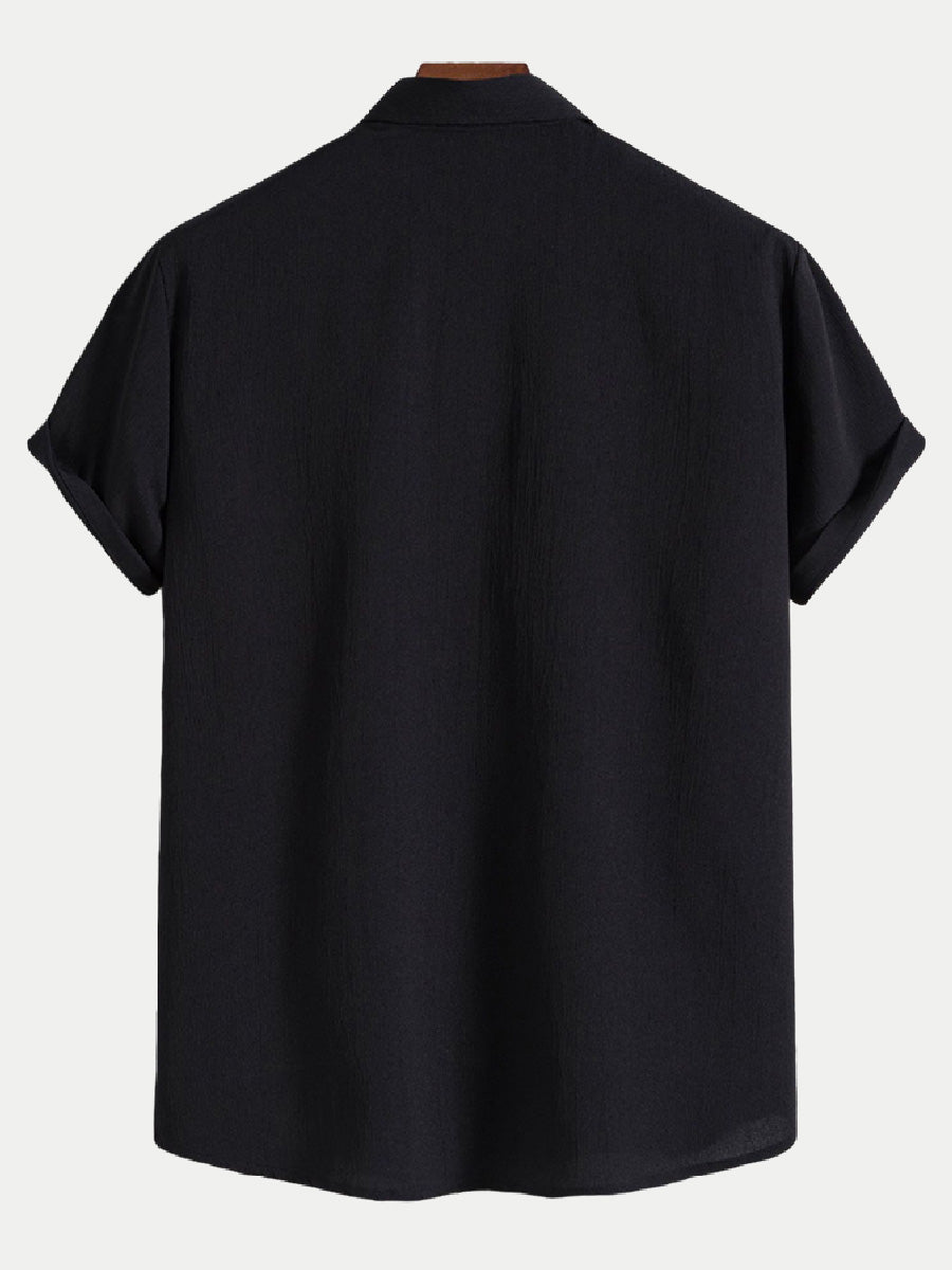 Men's  Solid casual short sleeve shirt