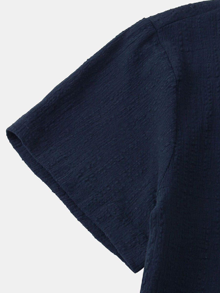 Men's  Solid casual short sleeve shirt