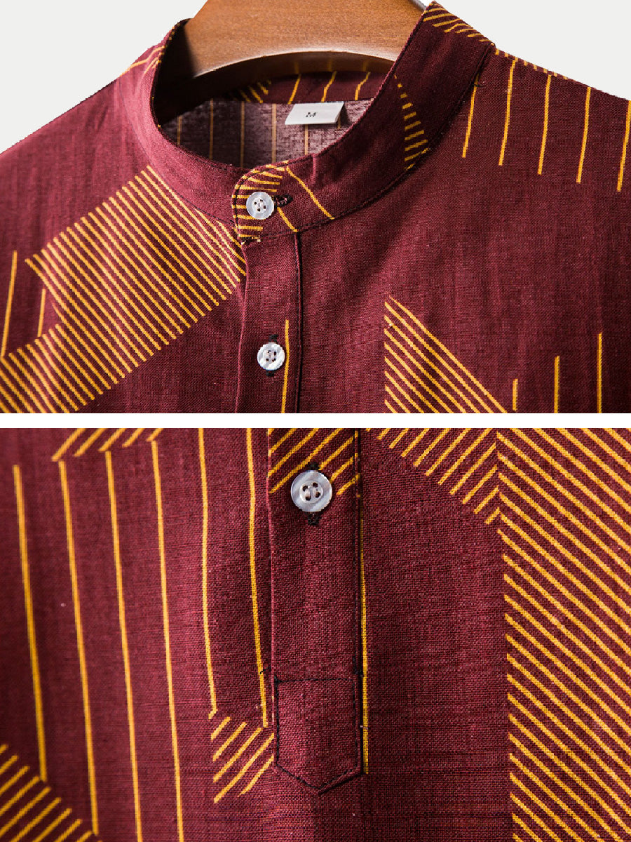 Men's Geometric stitching short sleeve shirt