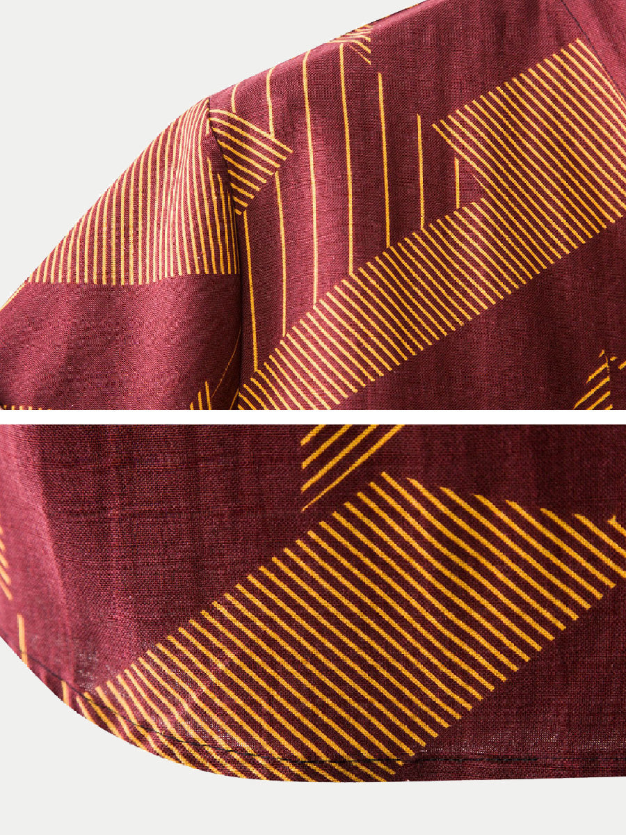 Men's Geometric stitching short sleeve shirt