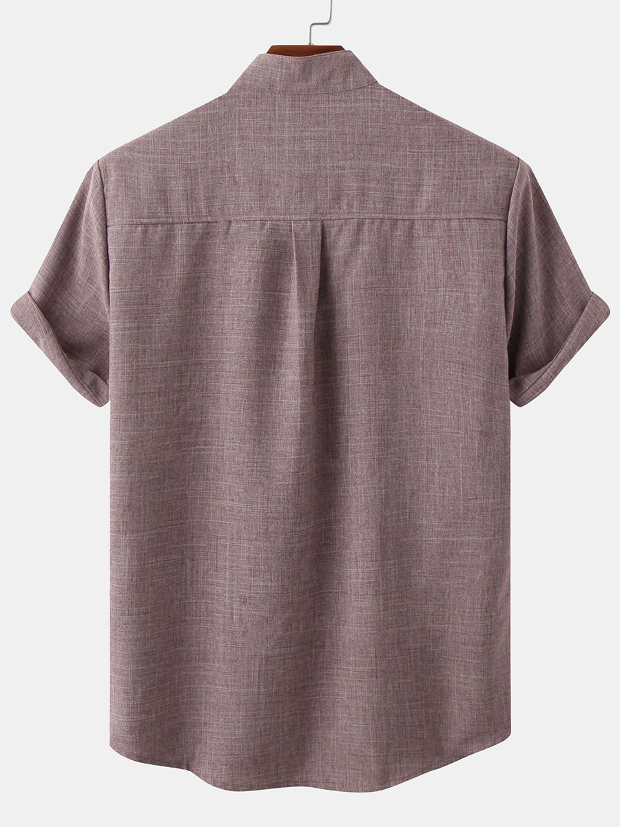 Men's  Solid cotton short sleeve shirt
