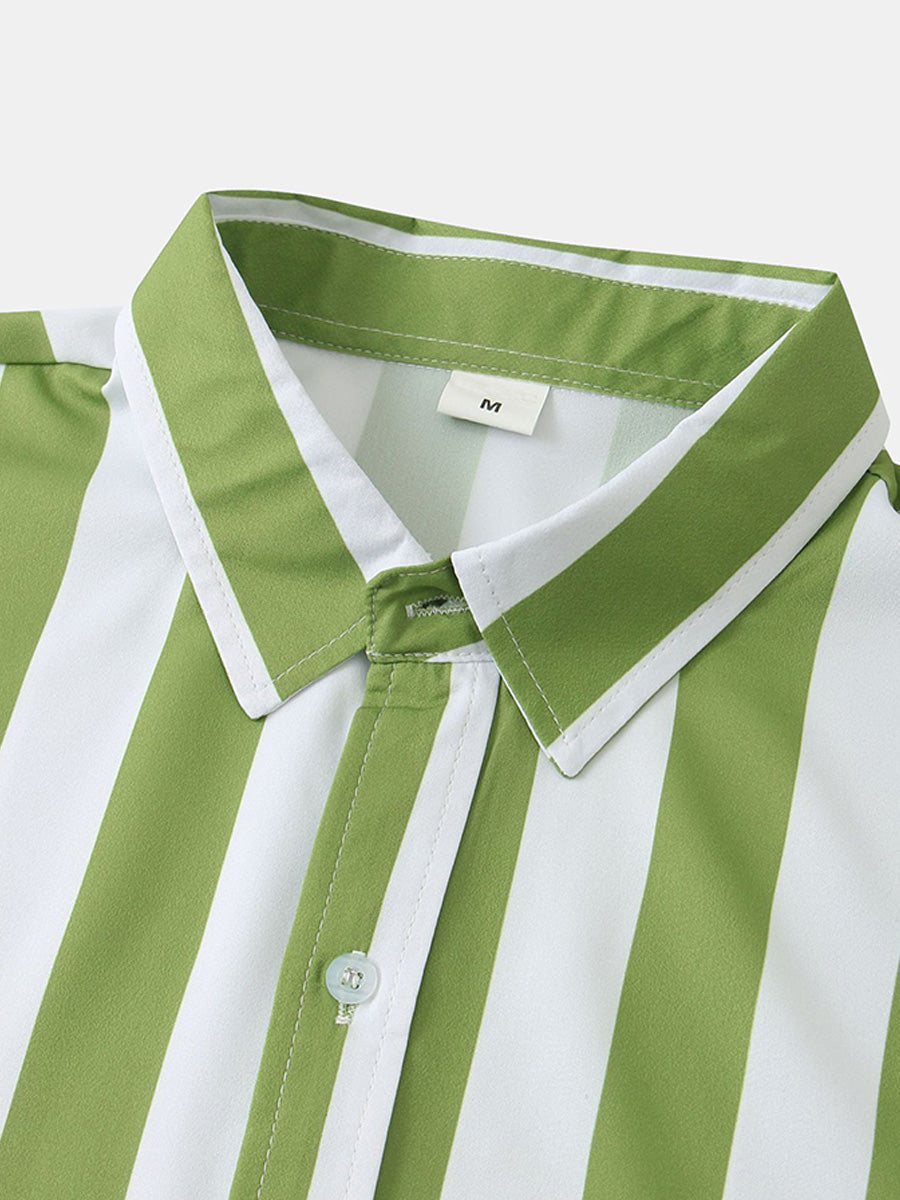 Chemise à manches courtes à imprimé vertical pour homme