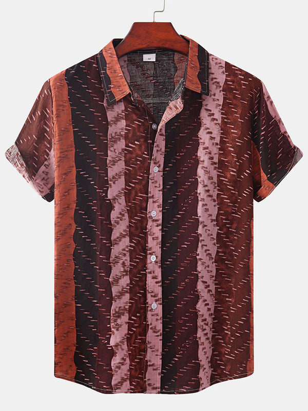 Camicia da uomo a maniche corte con stampa verticale