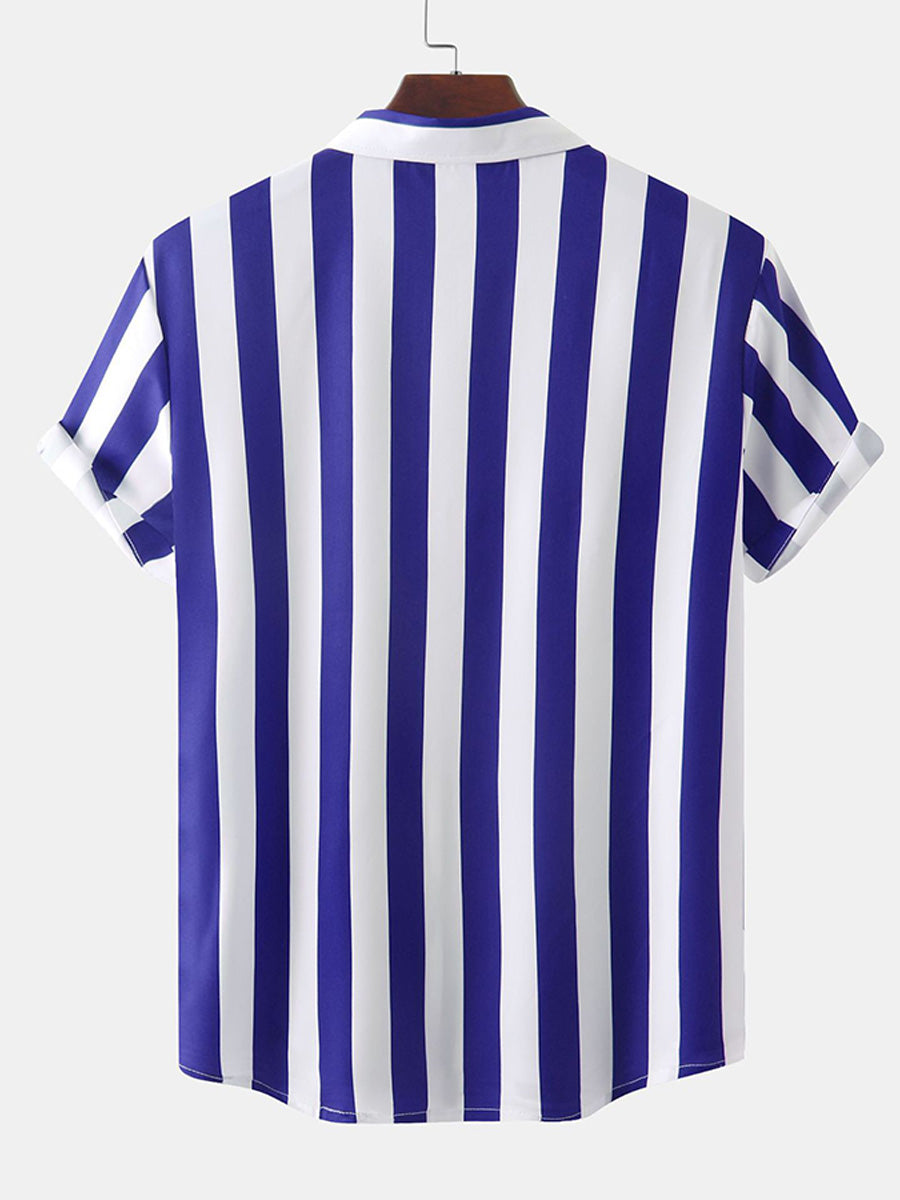 Chemise à manches courtes à imprimé vertical pour homme