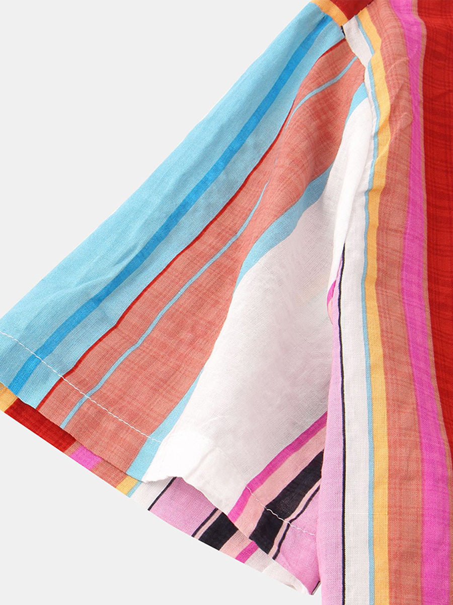 Chemise à manches courtes à imprimé vertical pour homme