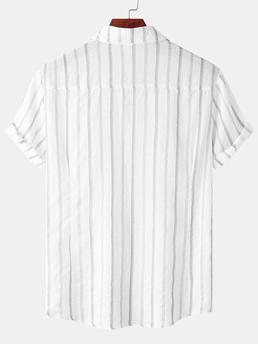 Camicia da uomo a maniche corte con stampa verticale