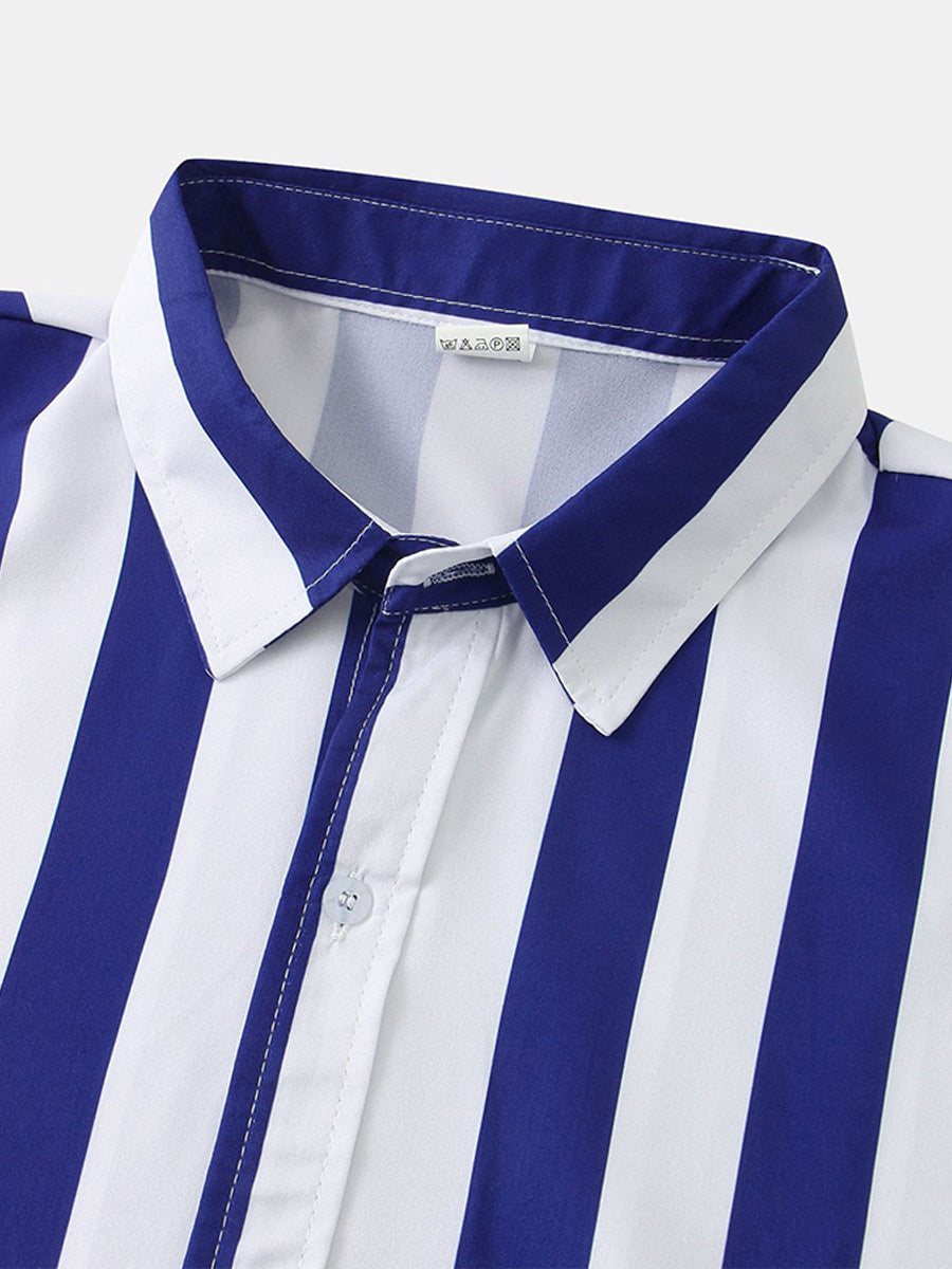Chemise à manches courtes à imprimé vertical pour homme