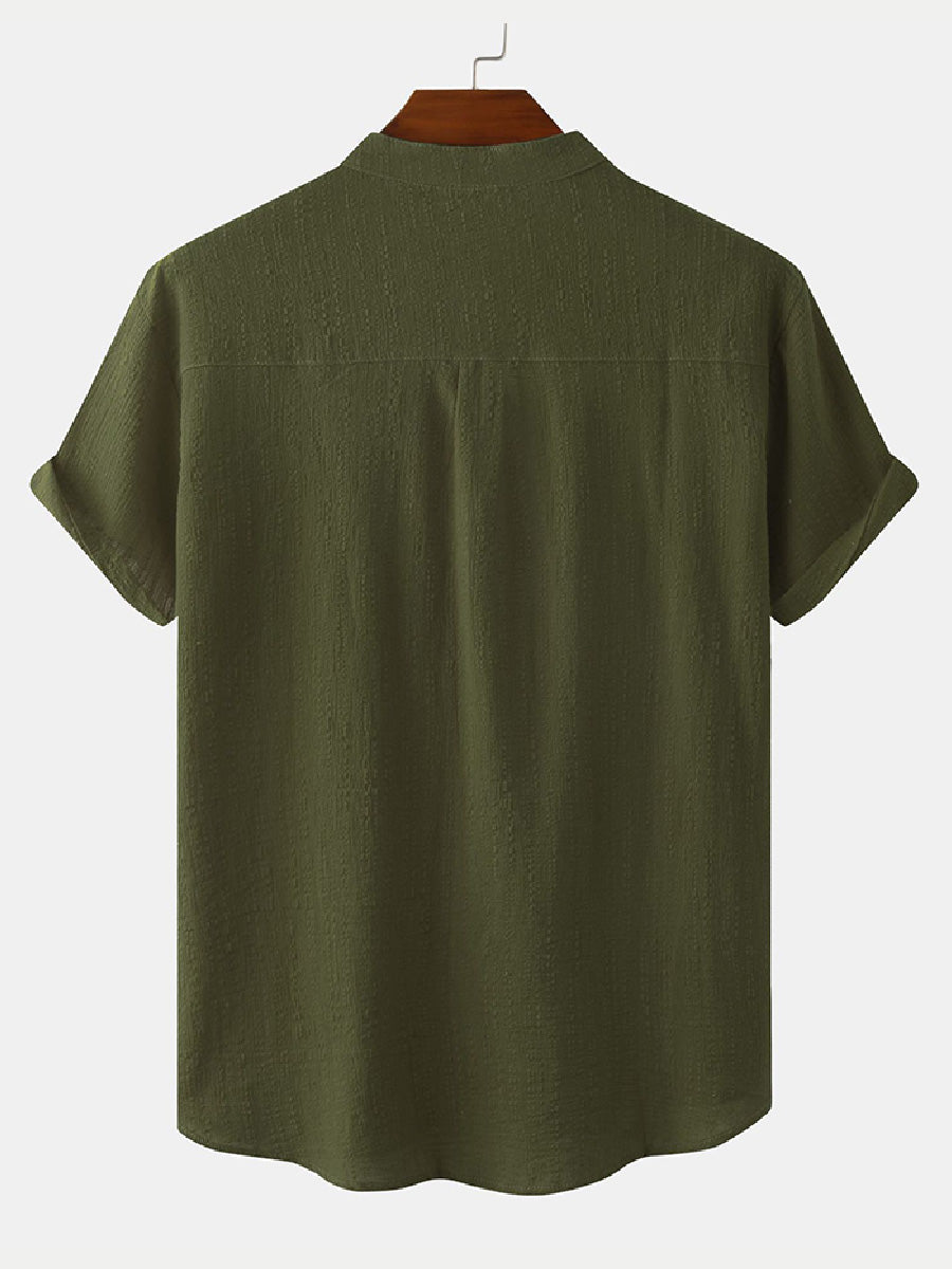 Men's  Solid casual short sleeve shirt