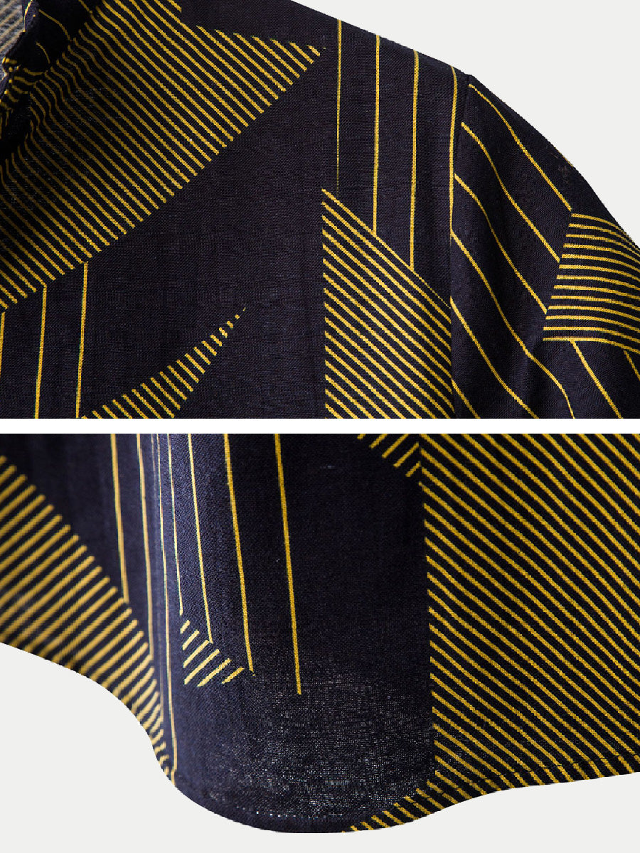 Men's Geometric stitching short sleeve shirt