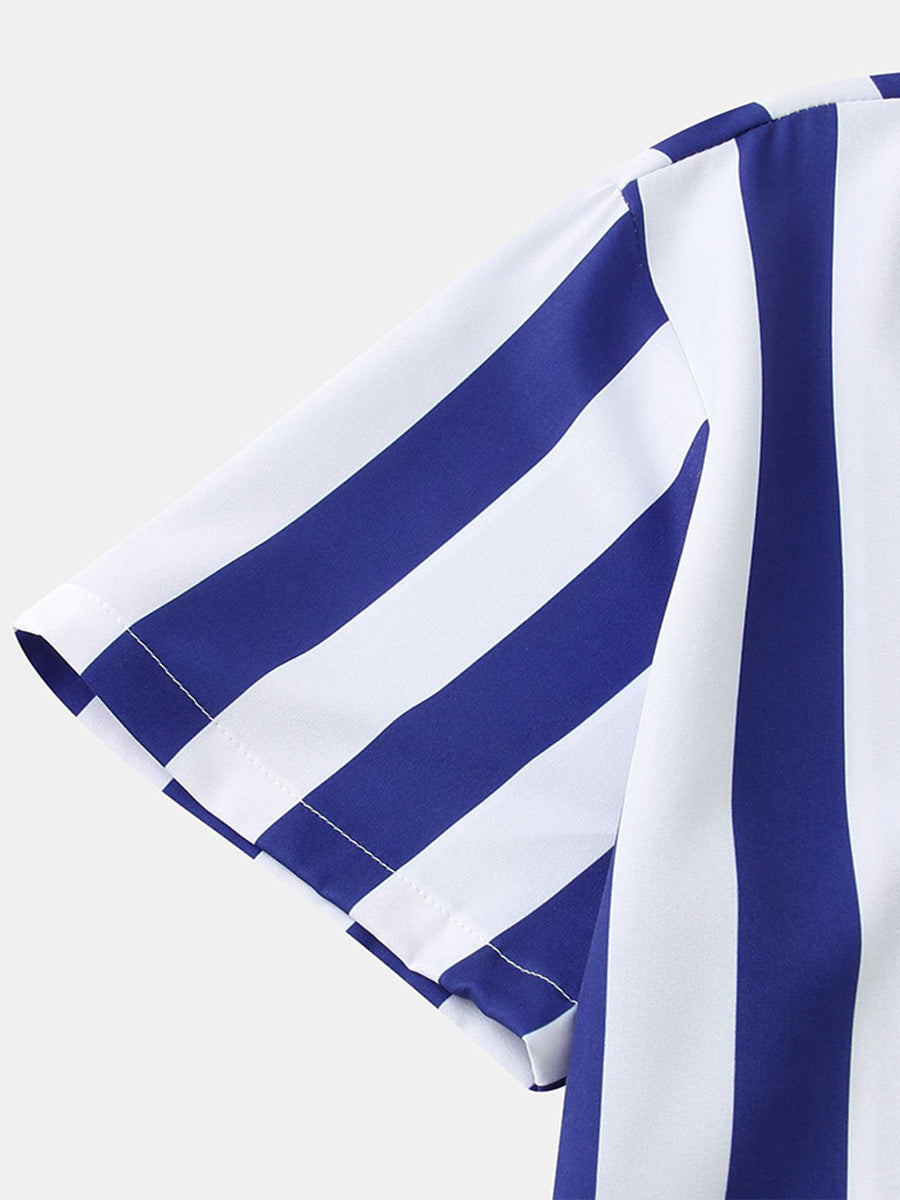 Chemise à manches courtes à imprimé vertical pour homme