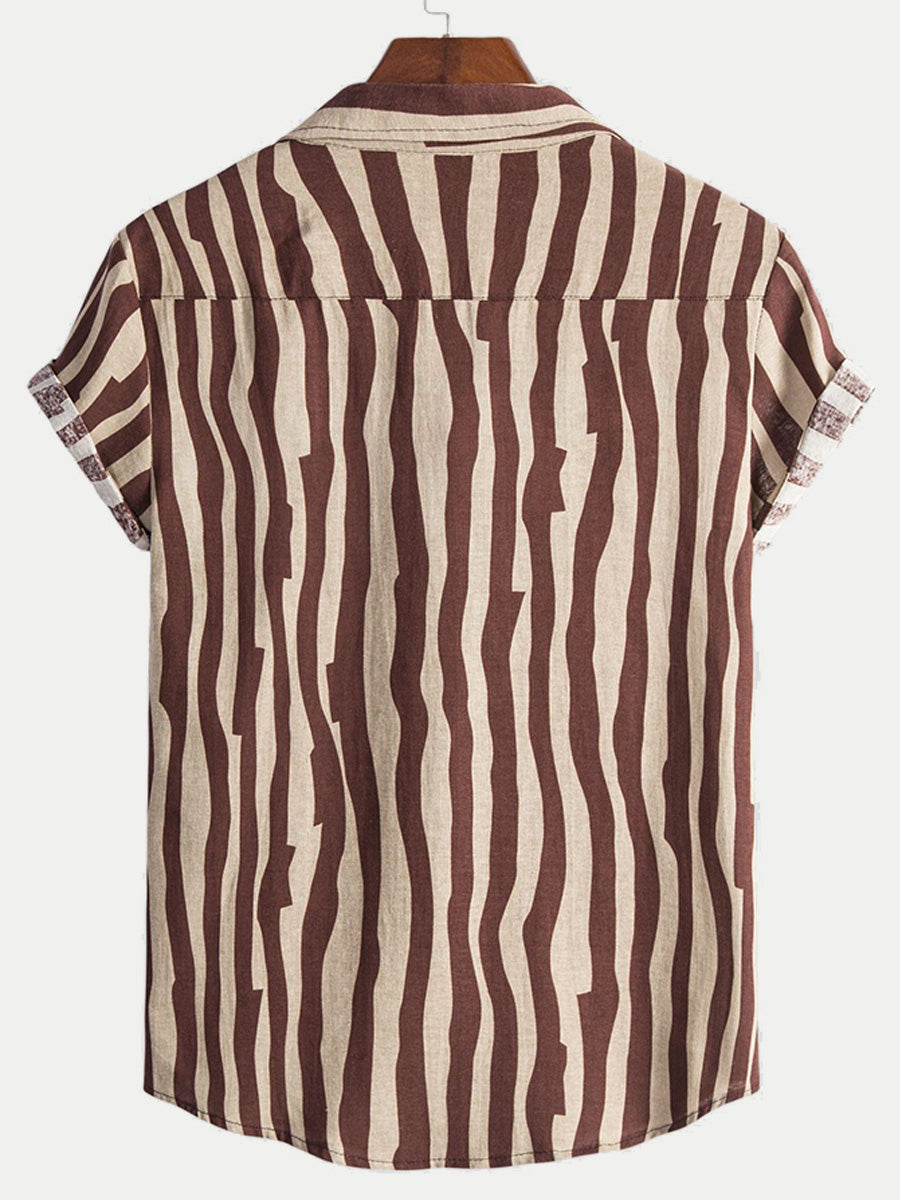 Camicia da uomo a maniche corte con motivo Ripple