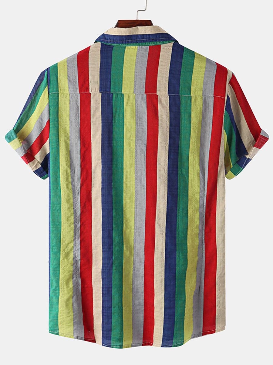 Camicia da uomo a maniche corte con stampa verticale