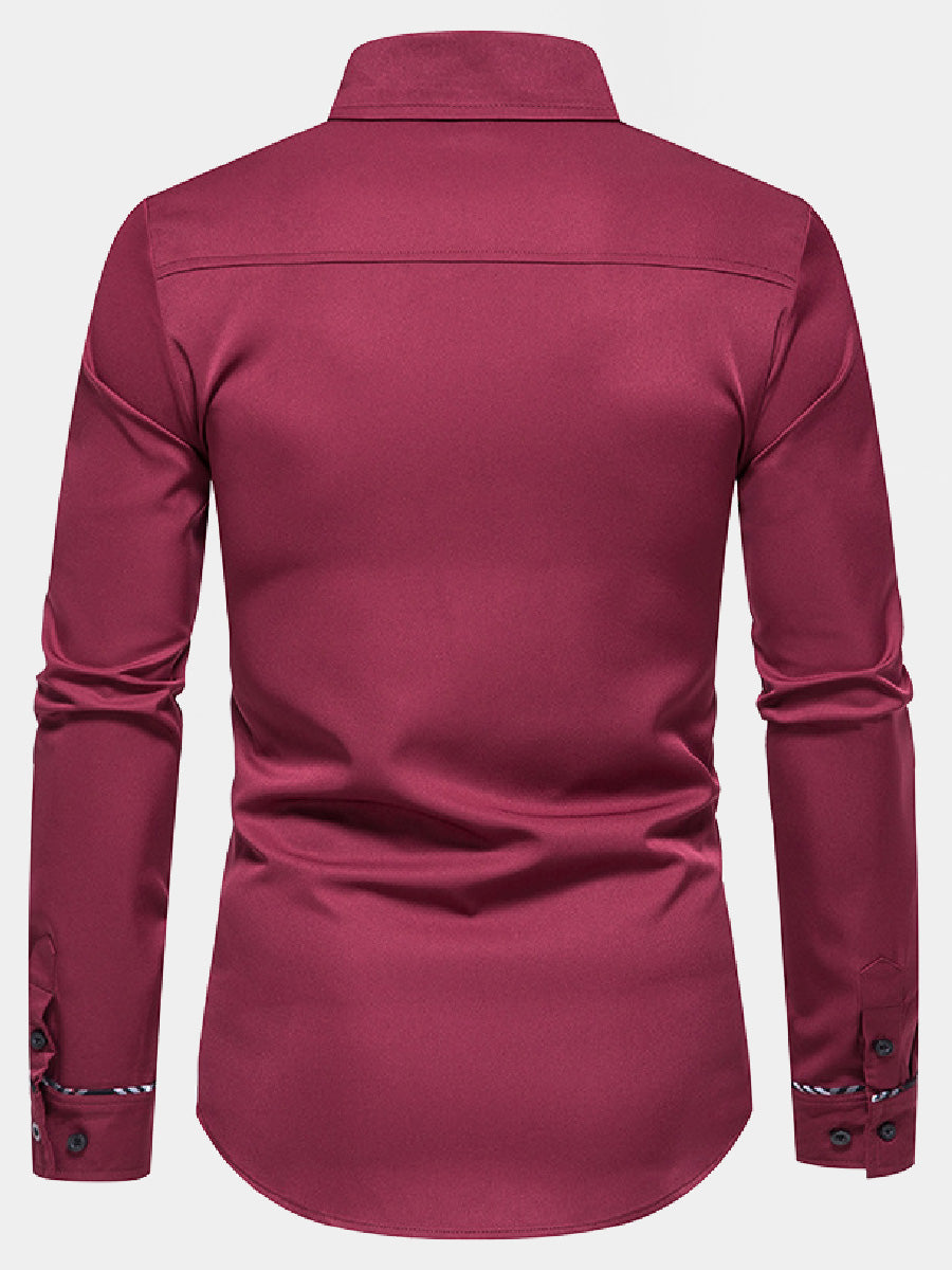 Chemise manches longues patchwork à carreaux pour homme