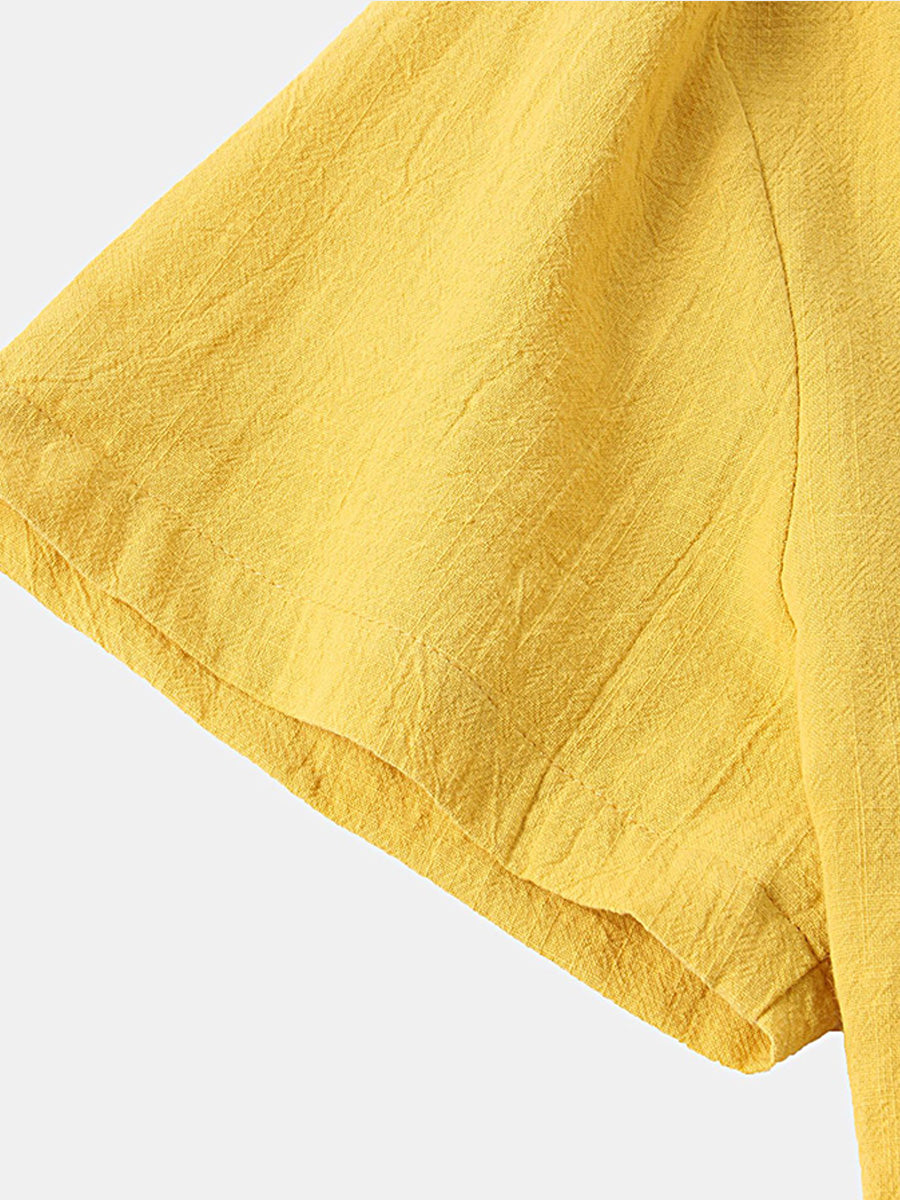 Chemise à manches courtes en coton uni pour homme
