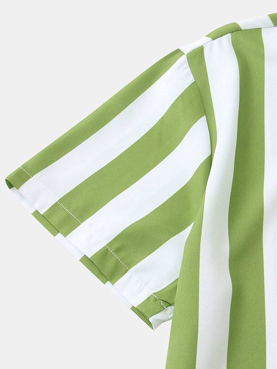 Chemise à manches courtes à imprimé vertical pour homme