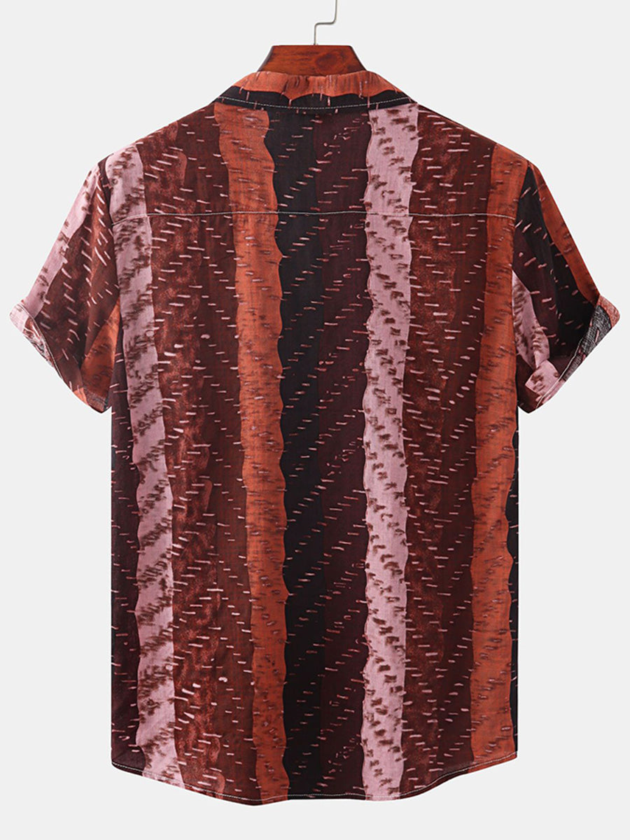 Camicia da uomo a maniche corte con stampa verticale