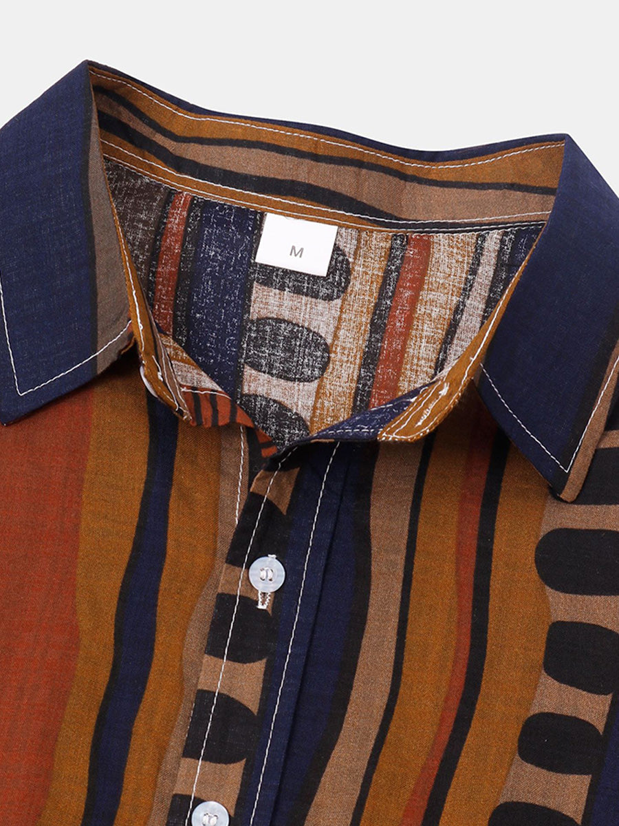 Camicia da uomo a maniche corte con stampa verticale