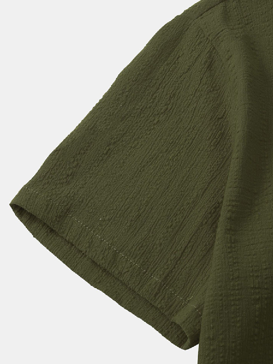 Men's  Solid casual short sleeve shirt