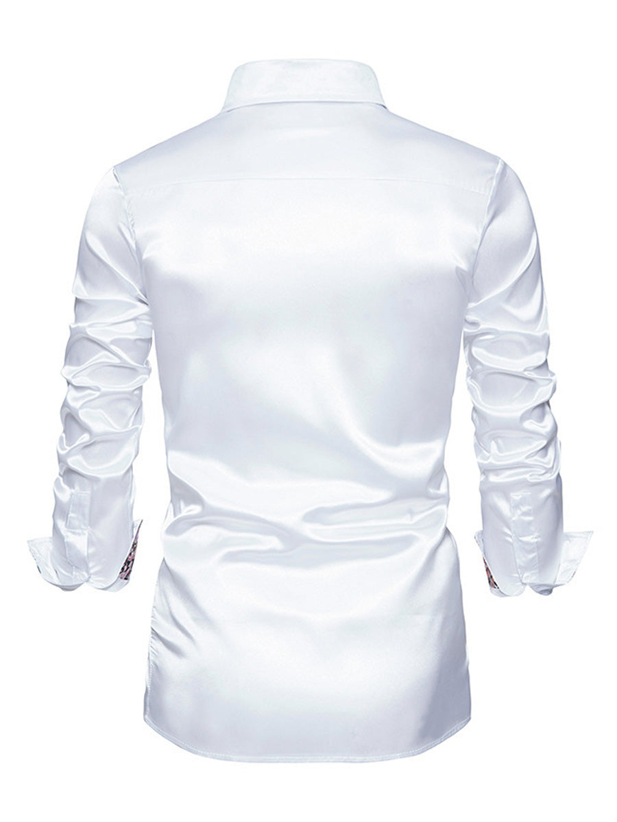 Men's Glossy casual Long Sleeve Shirt