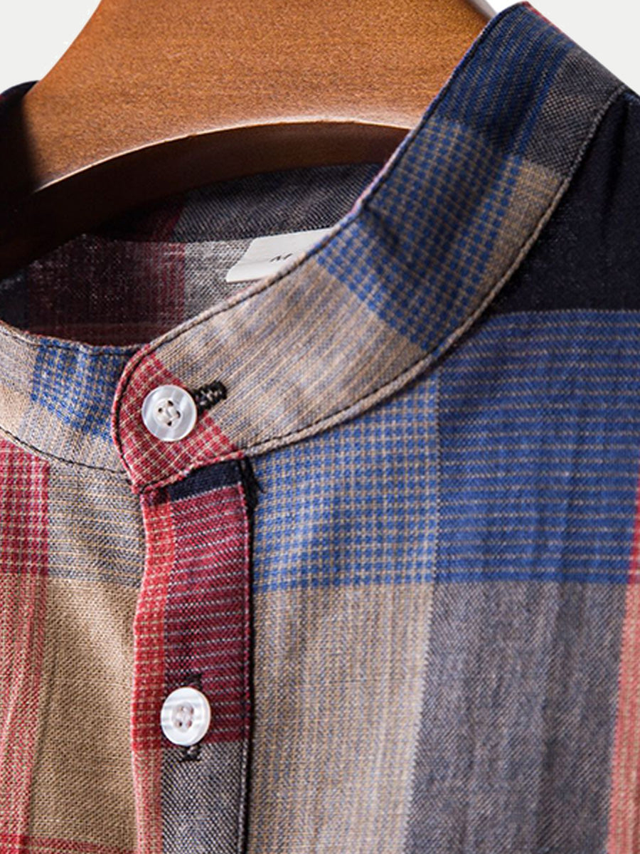 Chemise décontractée à carreaux à manches courtes pour hommes