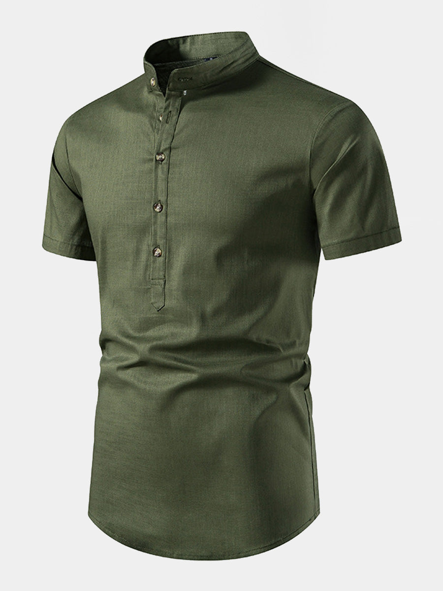 Camicia da uomo a maniche corte in lino tinta unita