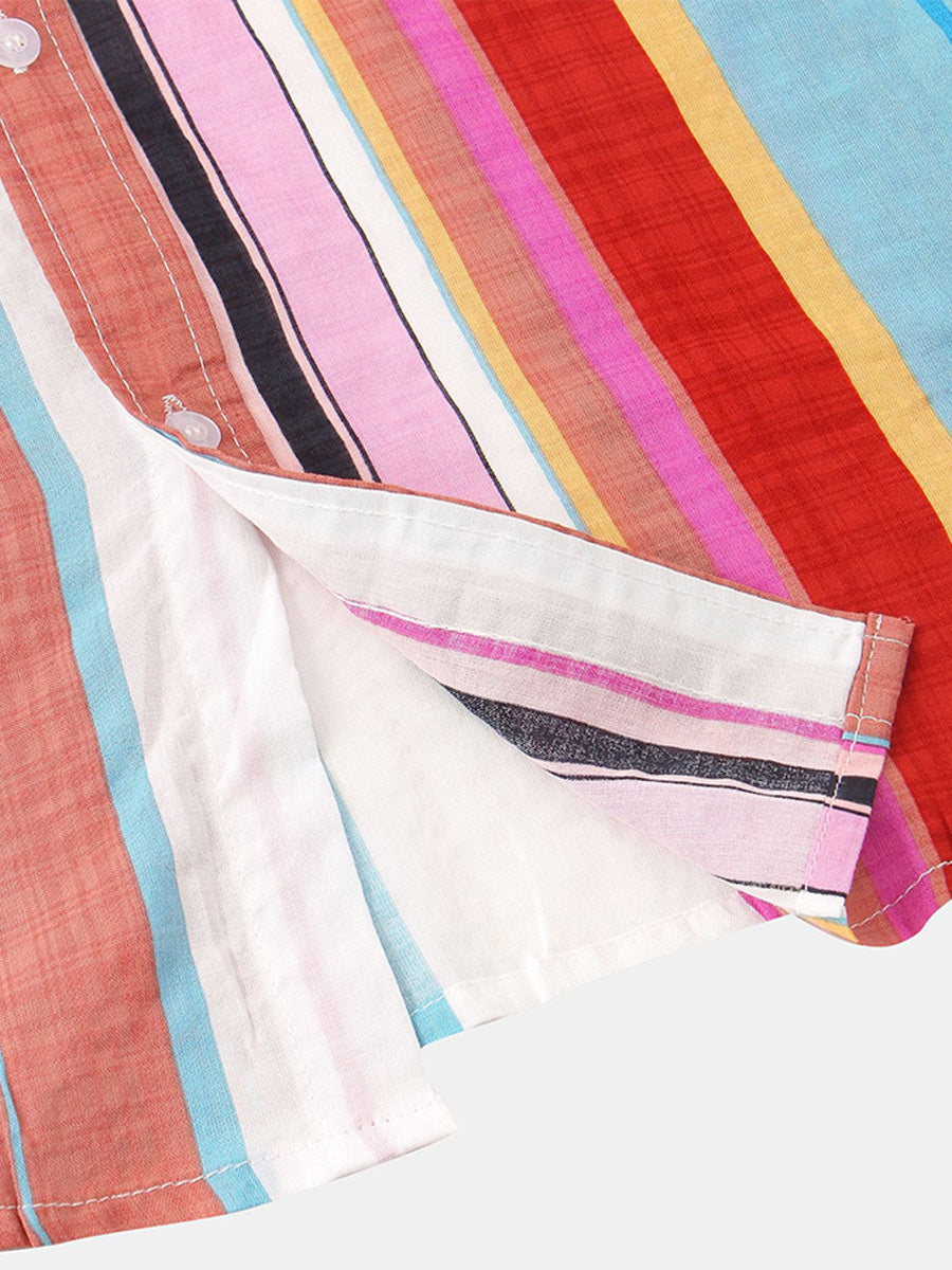 Chemise à manches courtes à imprimé vertical pour homme