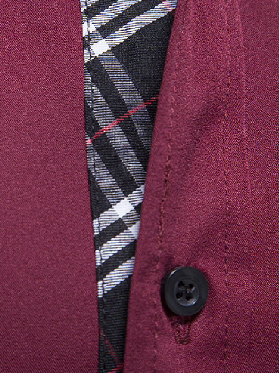Chemise manches longues patchwork à carreaux pour homme