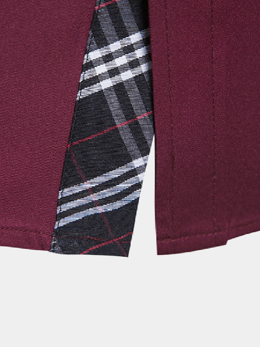 Chemise manches longues patchwork à carreaux pour homme