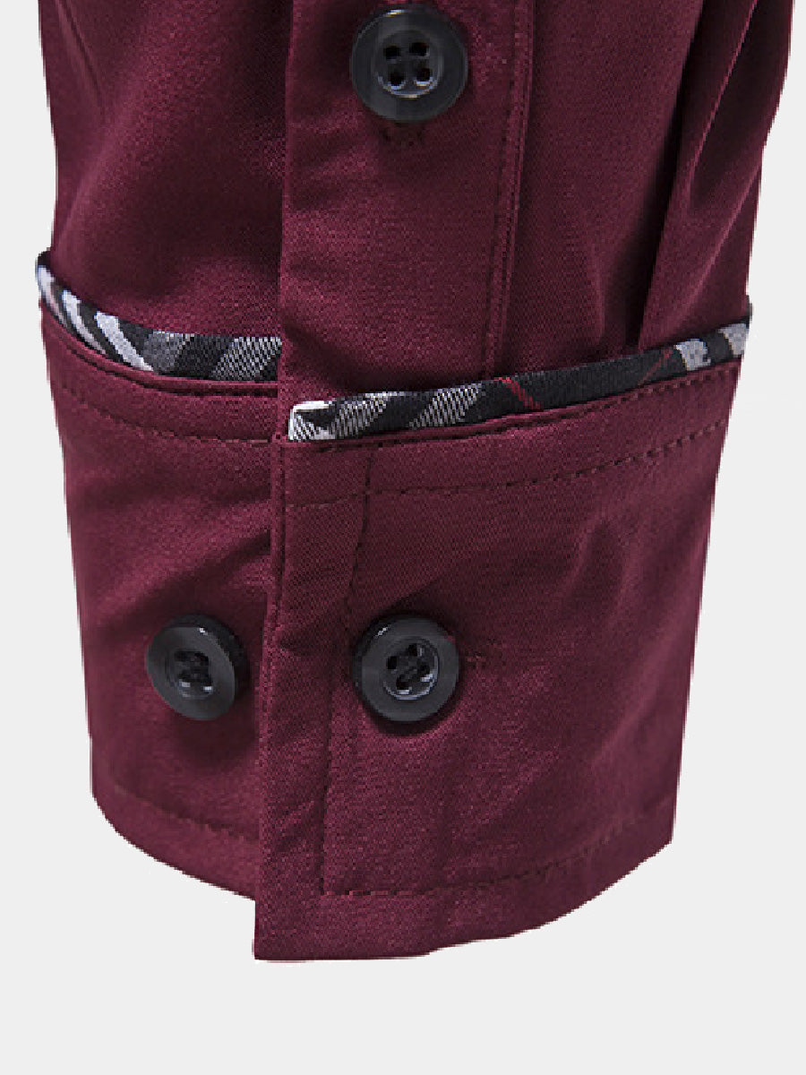 Chemise manches longues patchwork à carreaux pour homme