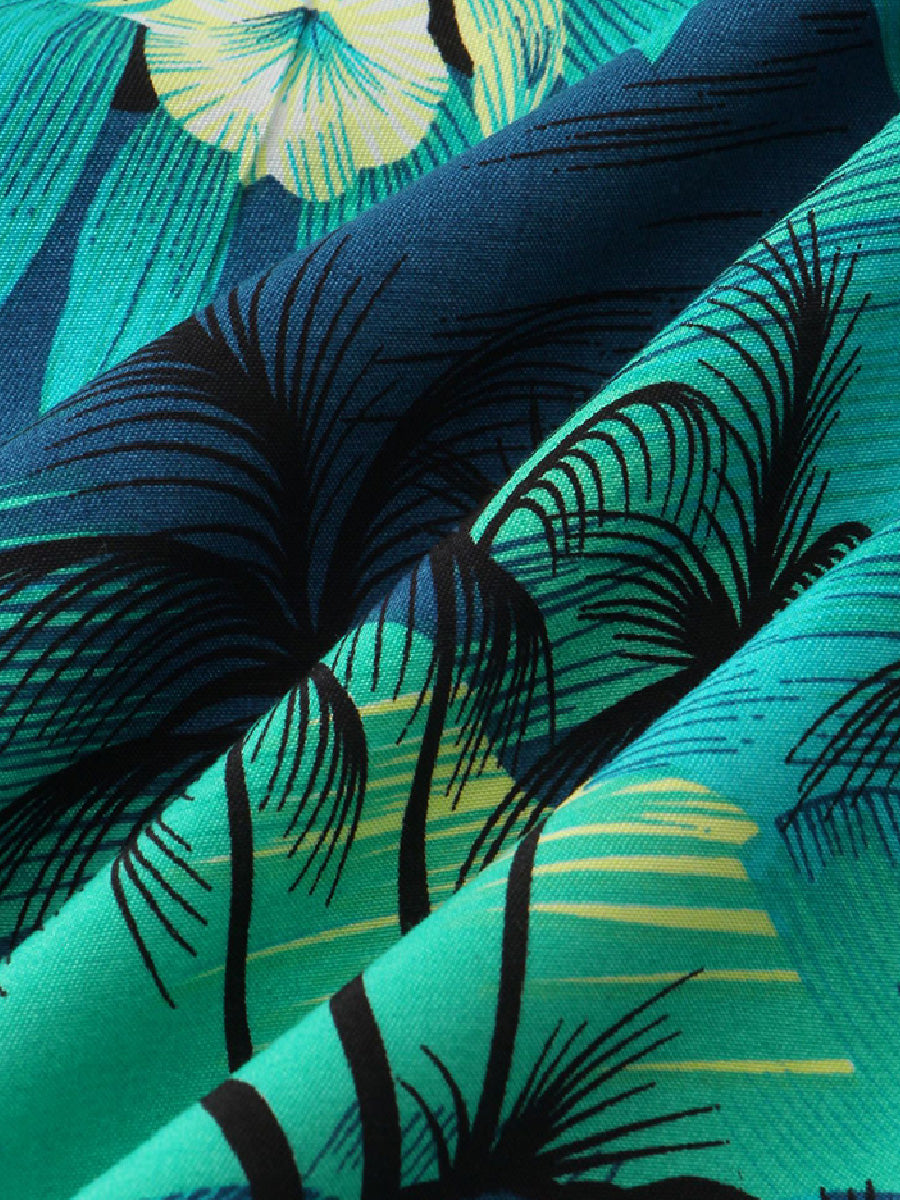Pantaloncini casual da uomo in cotone e lino hawaiano per le vacanze