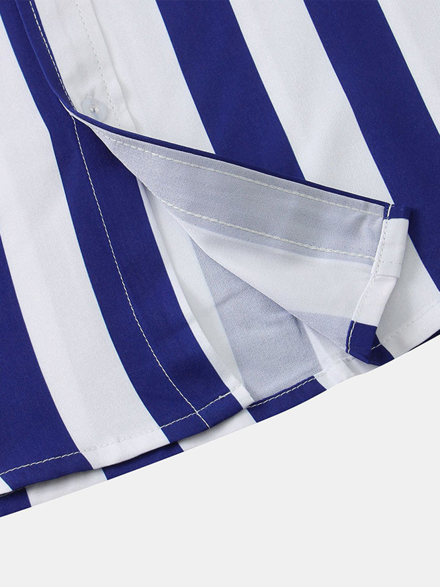 Chemise à manches courtes à imprimé vertical pour homme