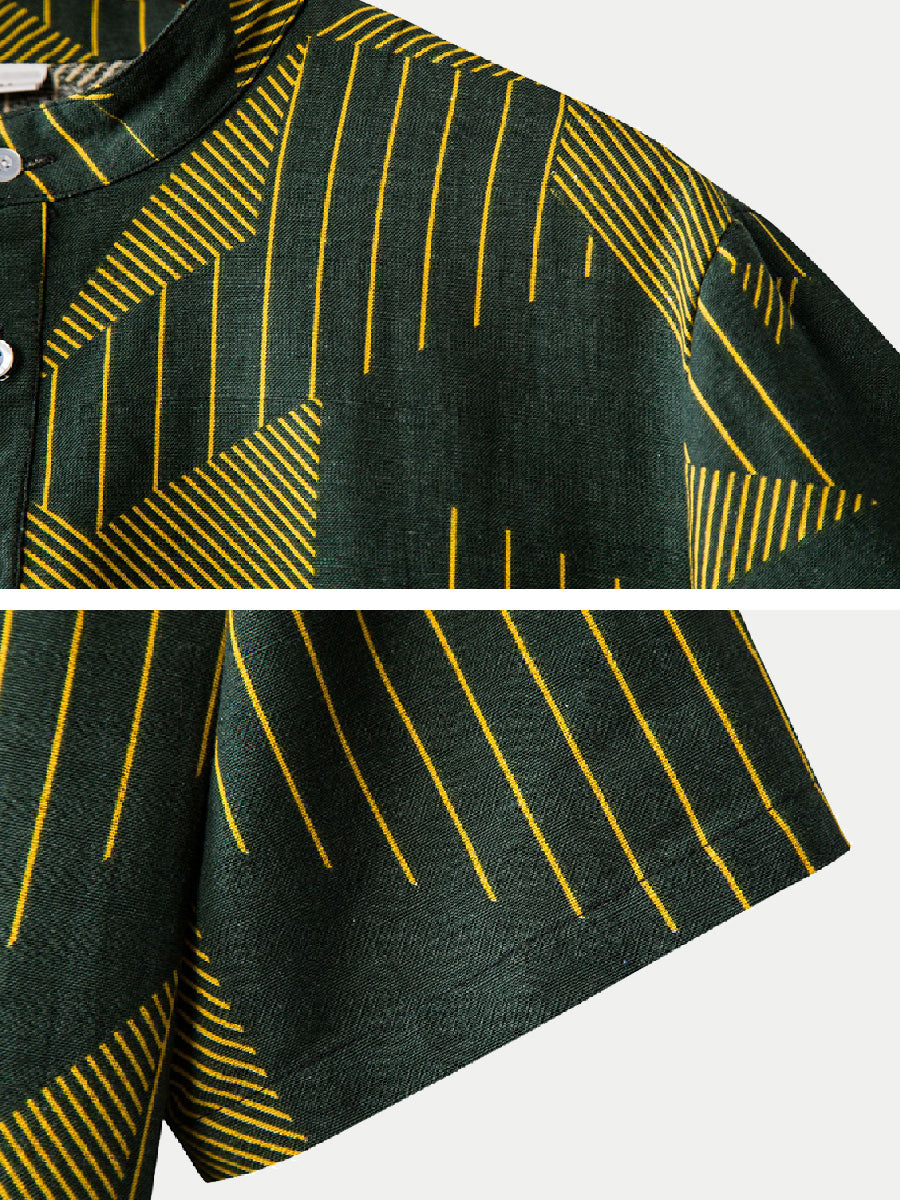 Men's Geometric stitching short sleeve shirt