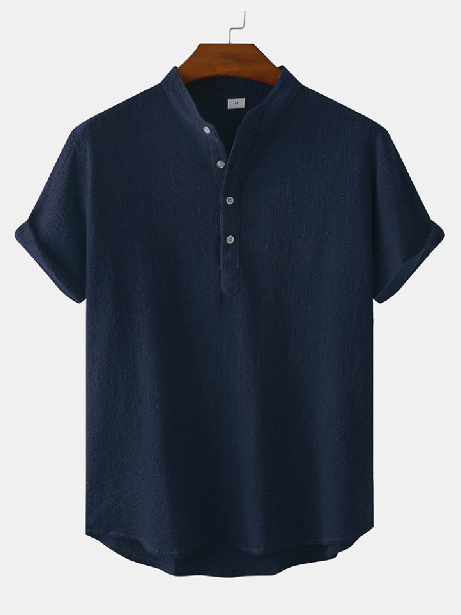 Men's  Solid casual short sleeve shirt