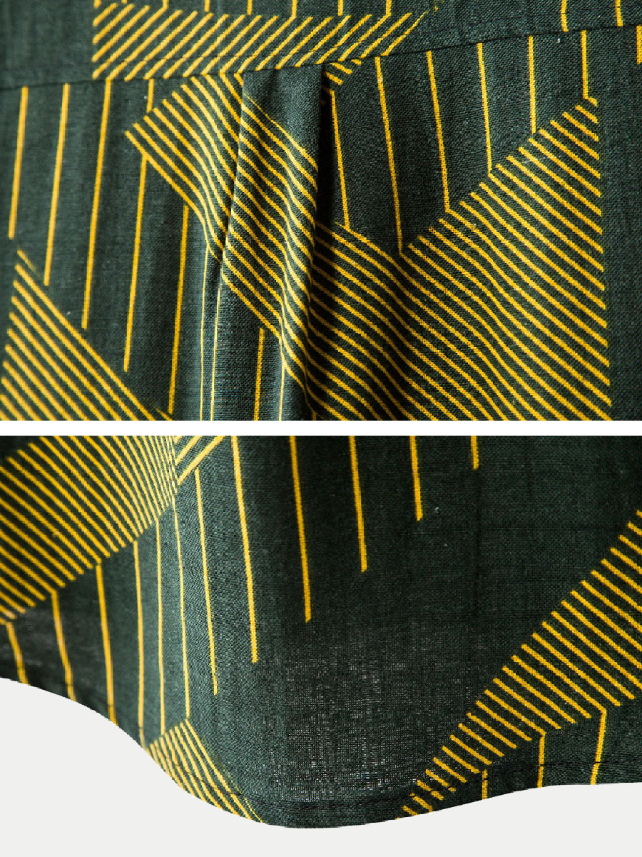 Men's Geometric stitching short sleeve shirt