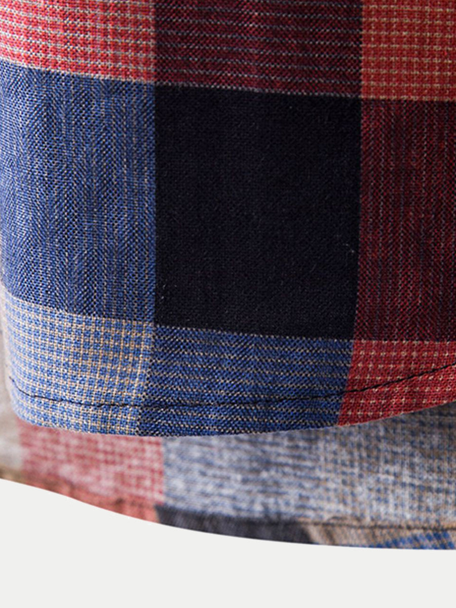 Chemise décontractée à carreaux à manches courtes pour hommes