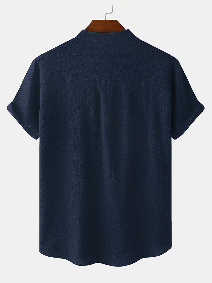 Men's  Solid casual short sleeve shirt