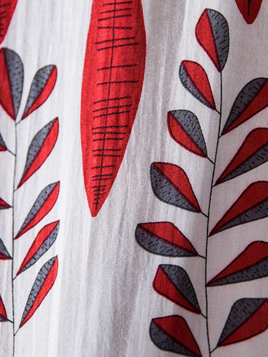 Camicia da uomo a maniche corte con stampa Leaf