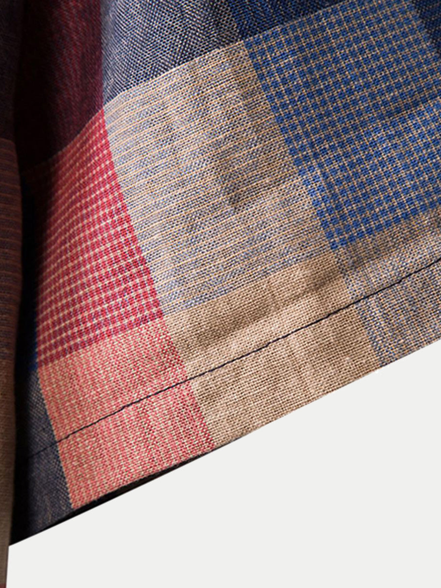 Chemise décontractée à carreaux à manches courtes pour hommes