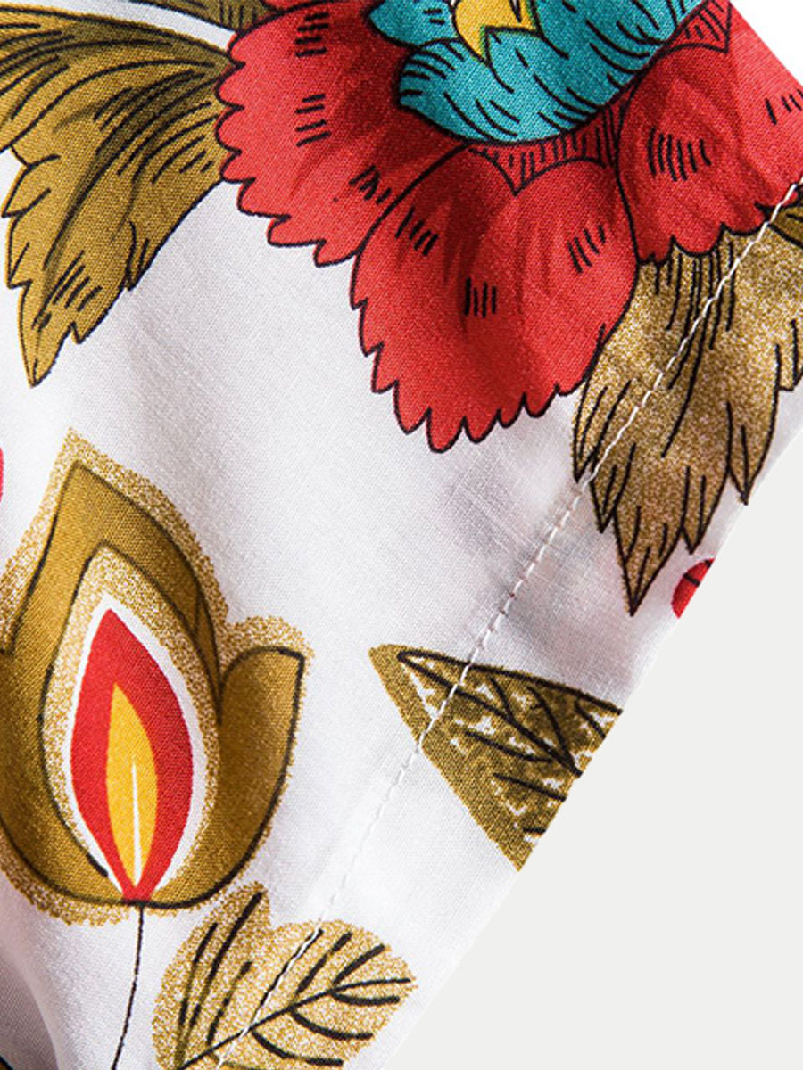 Camicia da uomo a maniche corte con stampa floreale