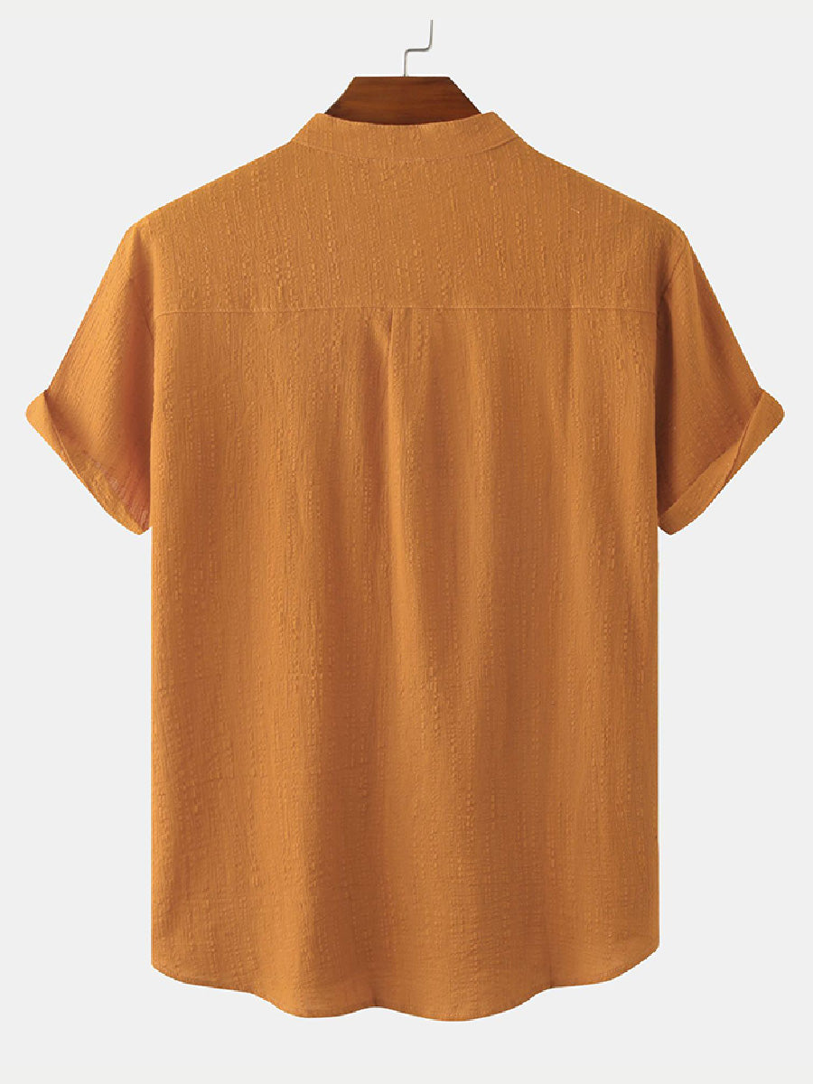 Men's  Solid casual short sleeve shirt