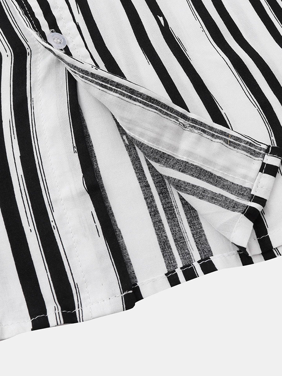 Camicia da uomo a maniche corte con stampa verticale