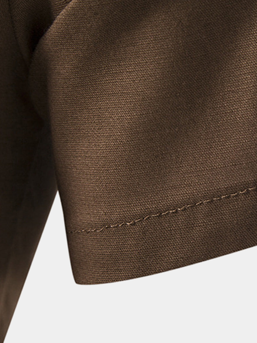 Camicia da uomo a maniche corte in lino tinta unita
