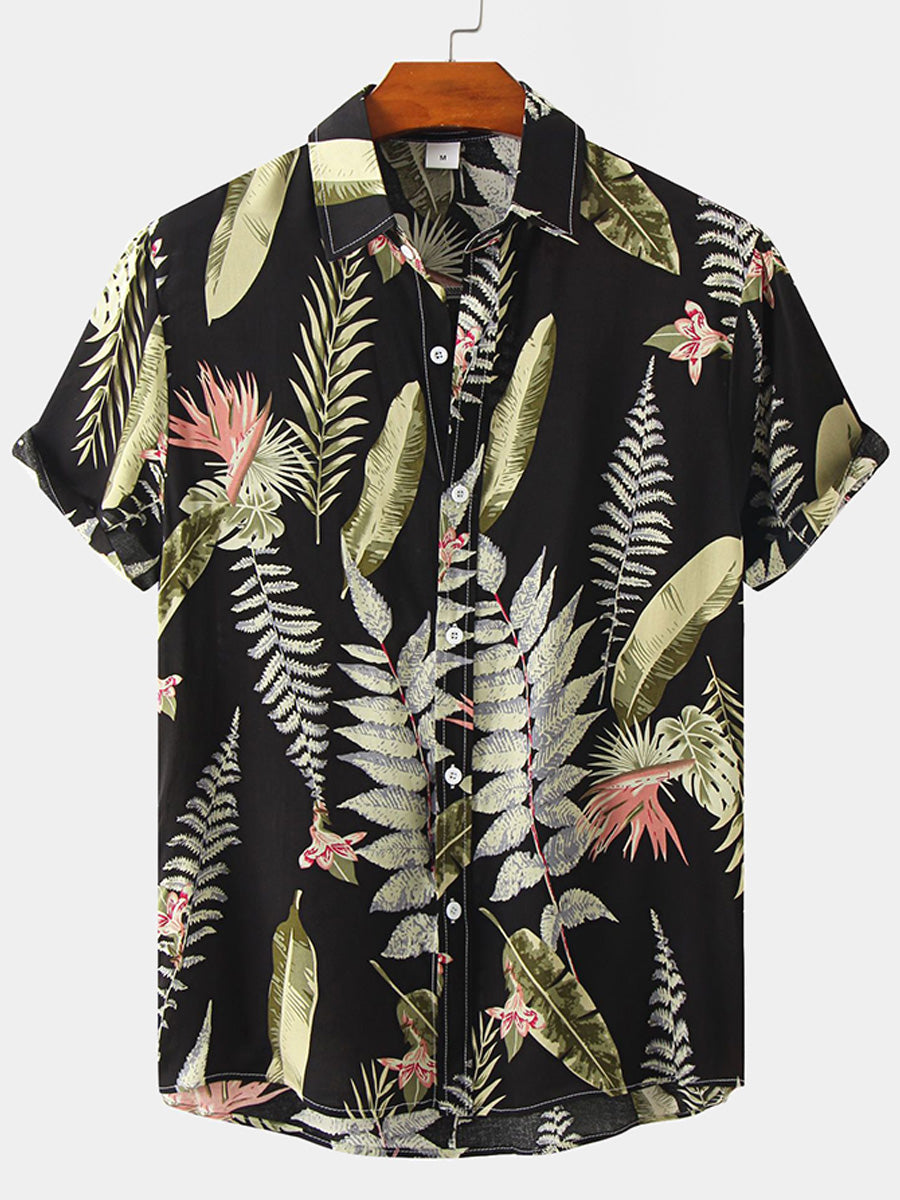 Set camicia e pantaloncini casual floreali da uomo