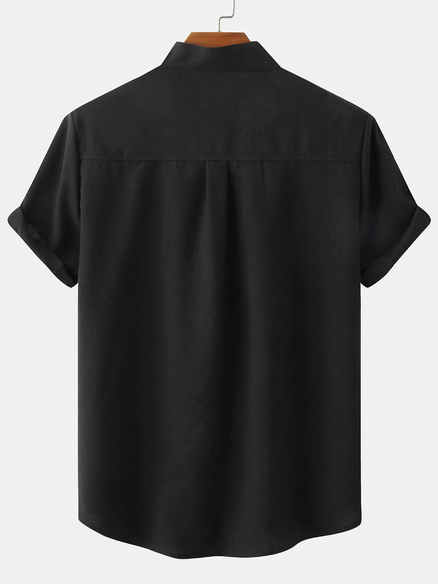 Men's  Solid cotton short sleeve shirt