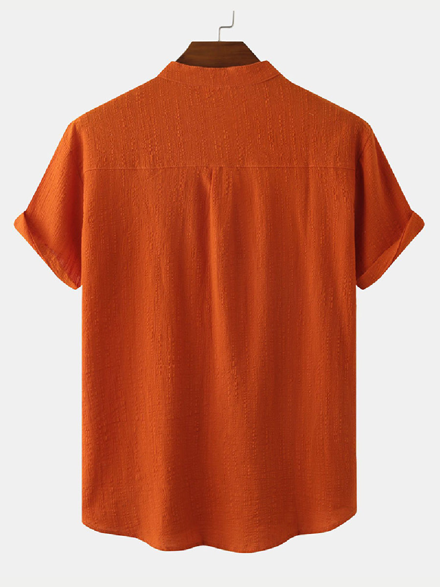 Men's  Solid casual short sleeve shirt