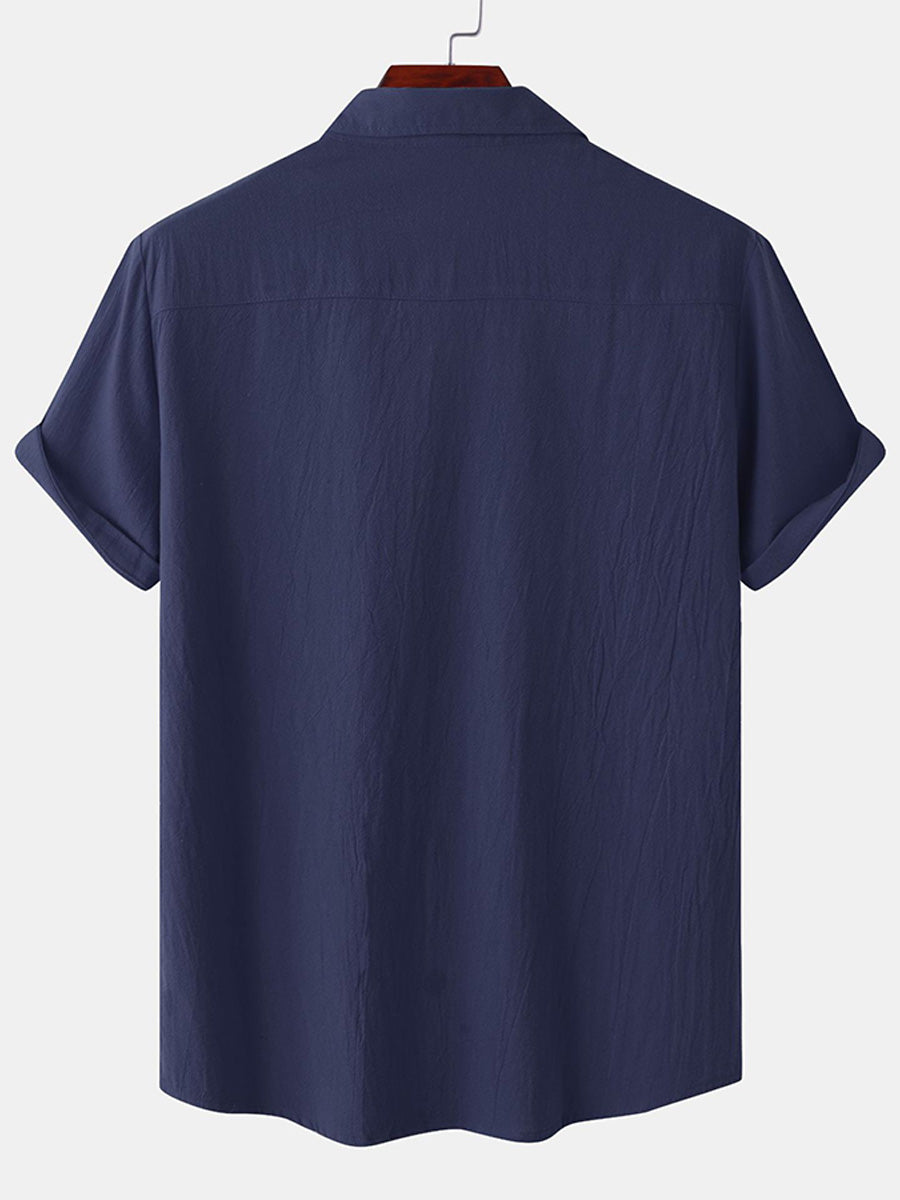 Camicia casual da uomo a maniche corte in cotone