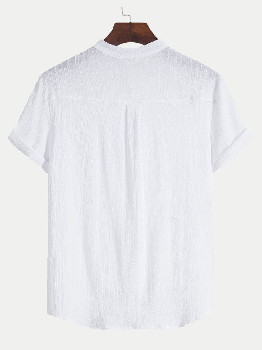 Men's  Solid casual short sleeve shirt