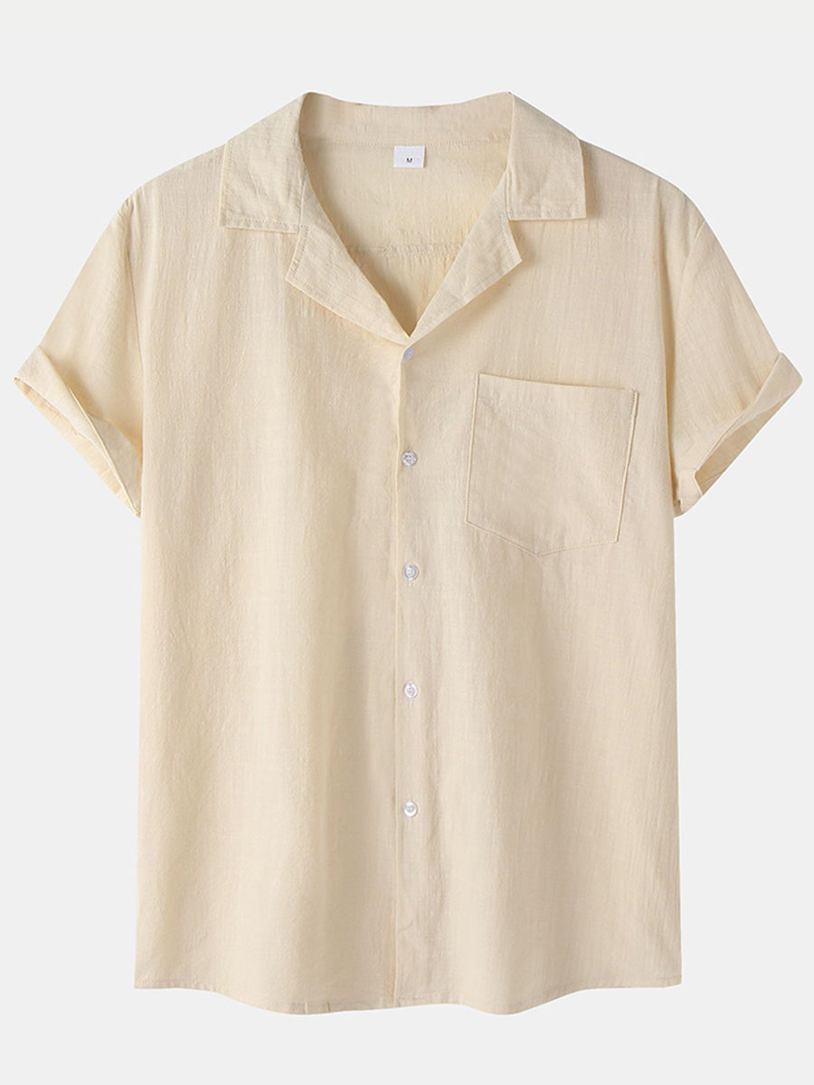 Chemise à manches courtes en coton uni pour homme