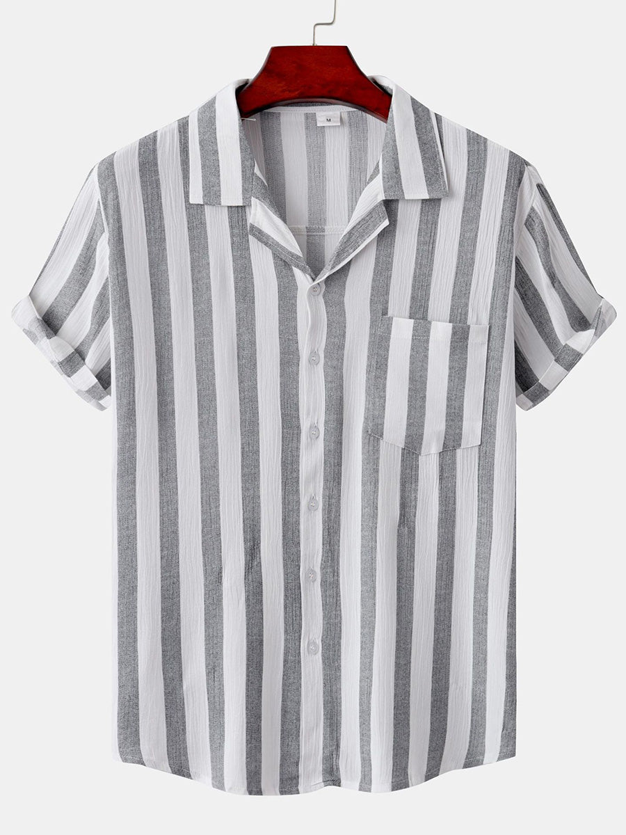 Camicia da uomo a maniche corte con stampa verticale